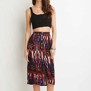 Forever21 Tribal MIDI Skirt